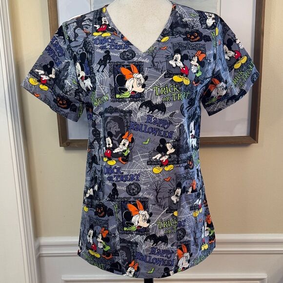 Disney Halloween Mickey Mouse Scrub Top - Picture 1 of 6